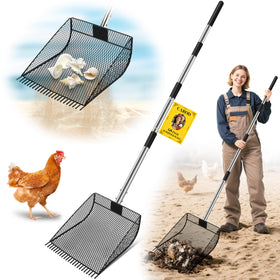 CAROD upgraded 12-inch chicken poop scooper rake for quick coop cleanup