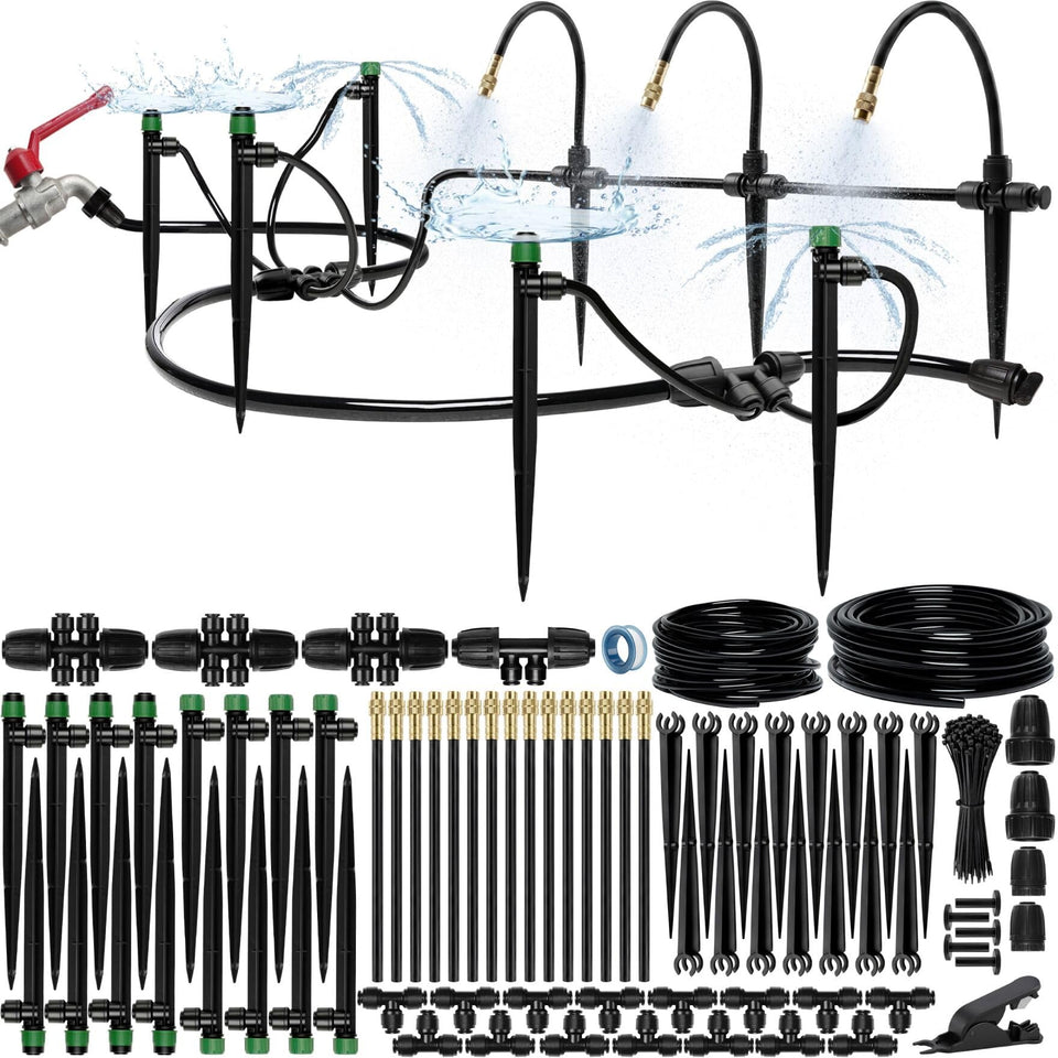 CARPATHEN 100ft drip irrigation system kit ready for setup and planting