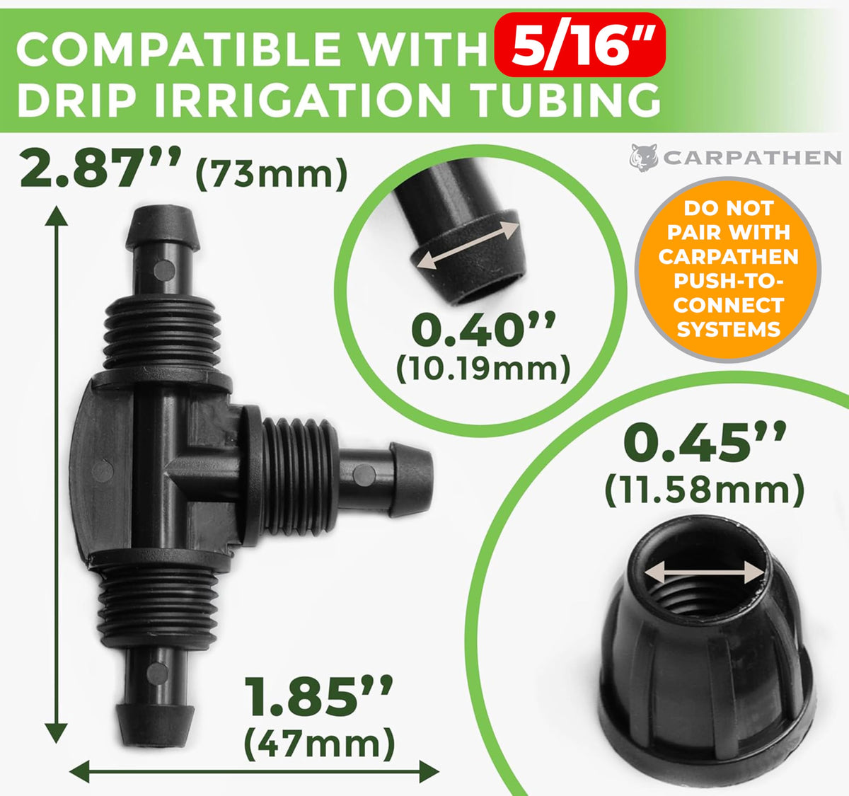 CARPATHEN 5/16 barbed tee connector with lock sleeve ensures a leak-free fit