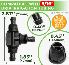 CARPATHEN 5/16 barbed tee connector with lock sleeve ensures a leak-free fit