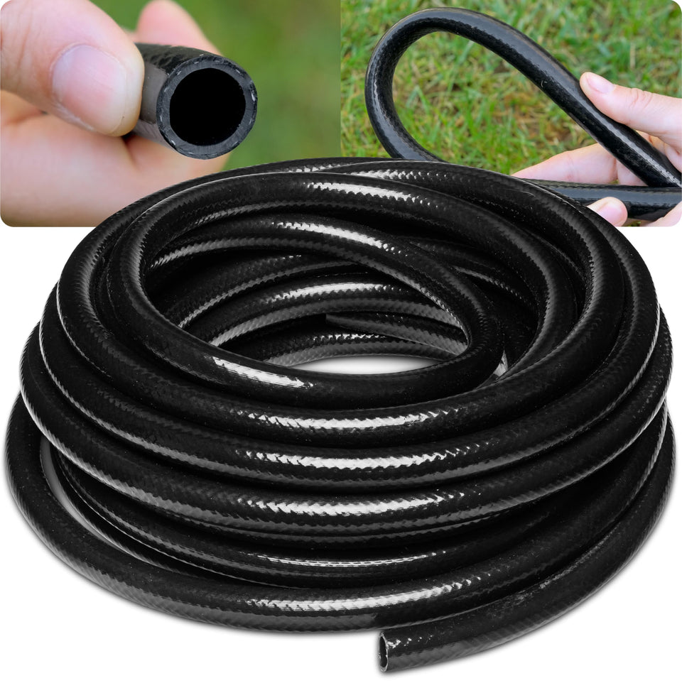 Carpathen 50ft half-inch drip tubing coil offers flexible garden mainline for diverse layouts.