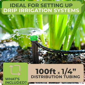 CARPATHEN distribution tubing branching for customizable irrigation layouts.