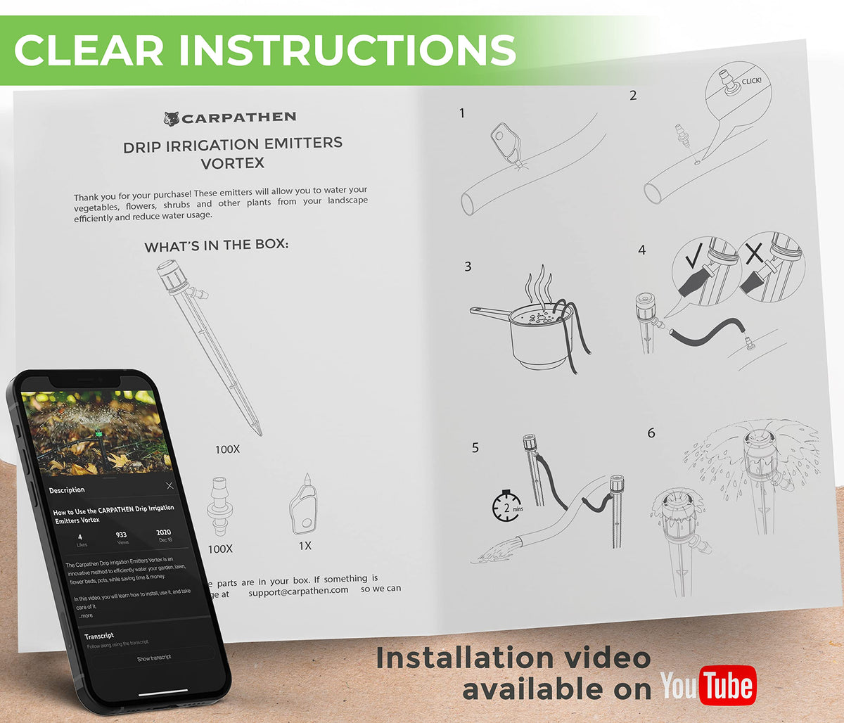 CARPATHEN instruction and digital guides included for easy setup