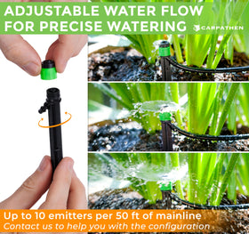 CARPATHEN irrigation stake fixed in soil with adjustable fan spray
