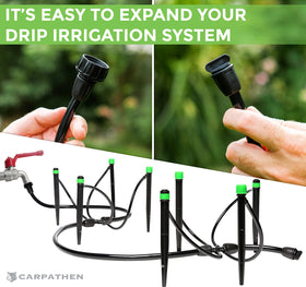 Carpathen three quarter inch faucet connector ready for drip irrigation setup