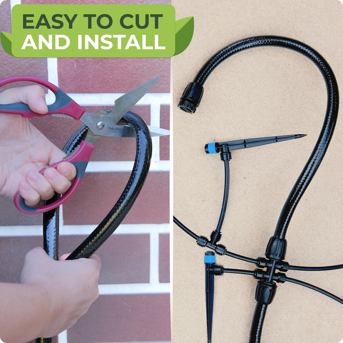 Carpathen tubing pairs with 1/4 inch emitters for scalable drip systems.