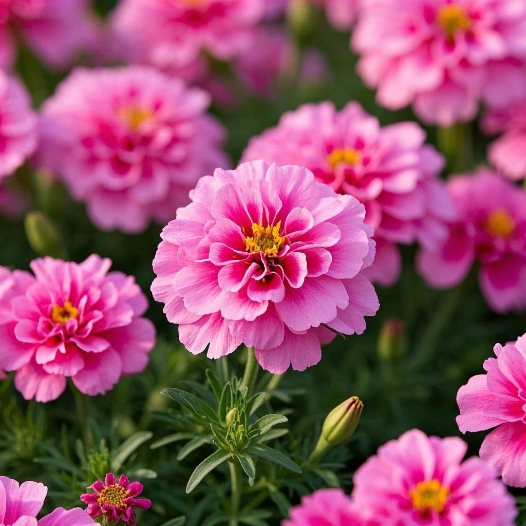 Bright, long-lasting blooms from Carpet Creeping French marigold seeds, late-spring to fall.