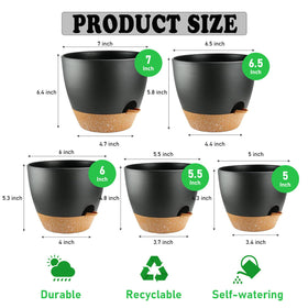 Carsapro 6.5-inch plant pot featuring integrated drainage tray for steady moisture.