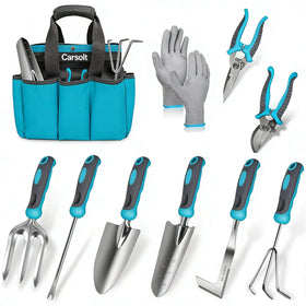 Carsolt 10-piece garden tools set for versatile yard tasks and easy organization