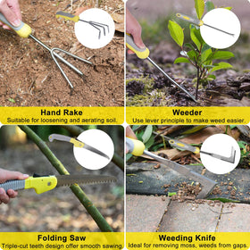 Carsolt folding saw and weeder designed for easy pruning and soil work.
