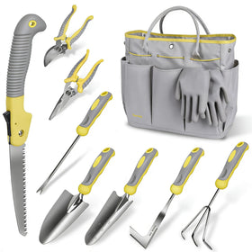 Carsolt garden tool set 10-piece displayed together for versatile gardening tasks.