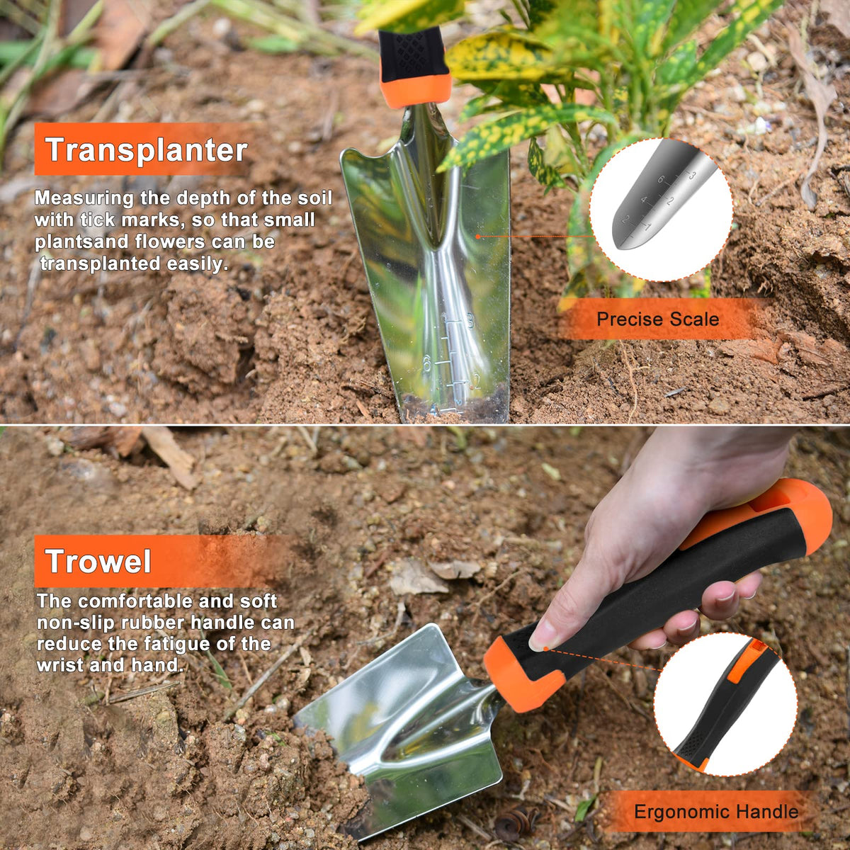 Carsolt garden tools set hand rake for soil loosening.