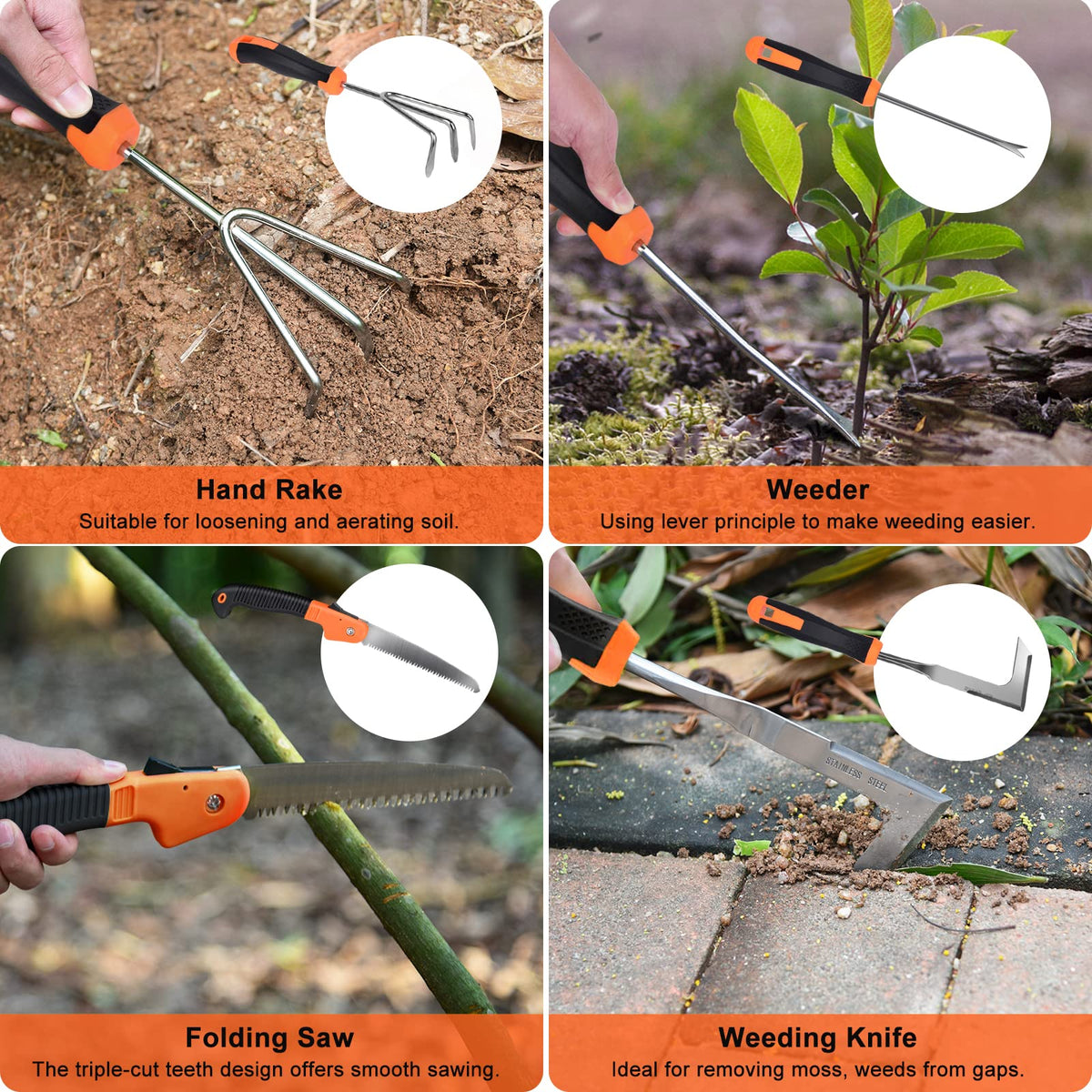 Carsolt garden tools set pruning shears with spring for smooth cuts.