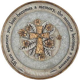Carson treasured memory garden stone plaque with bronze accents enhances outdoor charm.