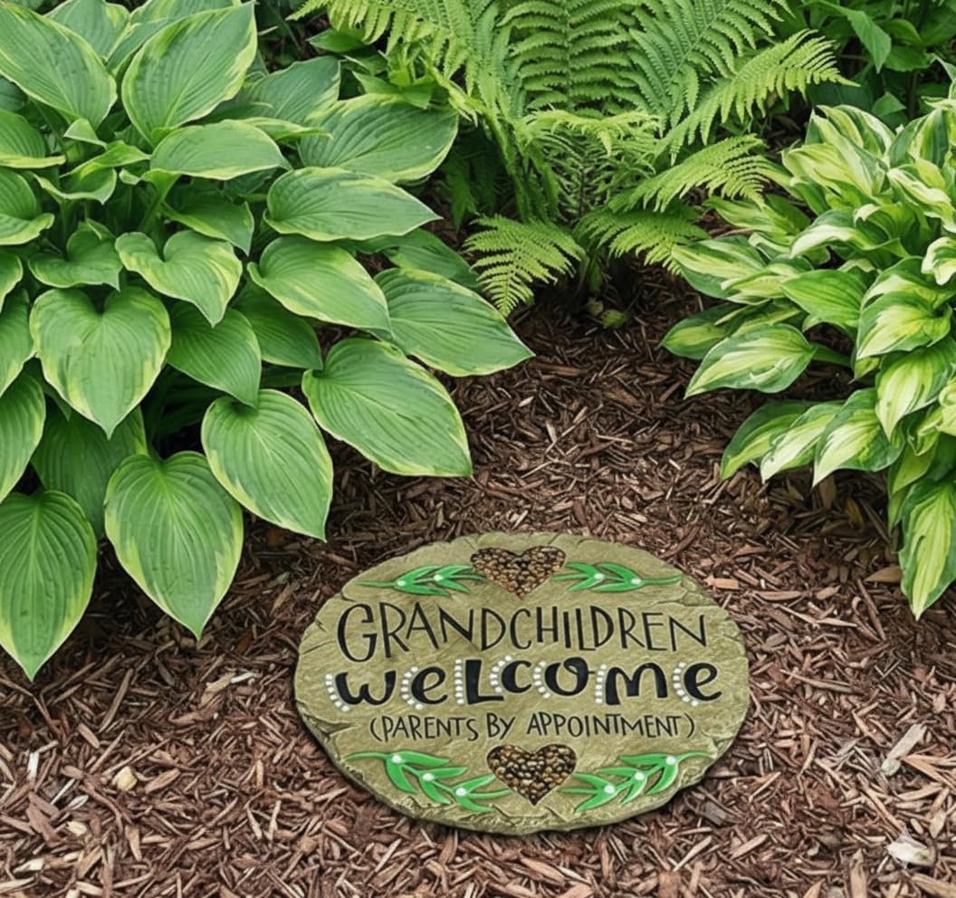 Carson Welcome Garden Stone shows weather durability for year-round outdoor use.