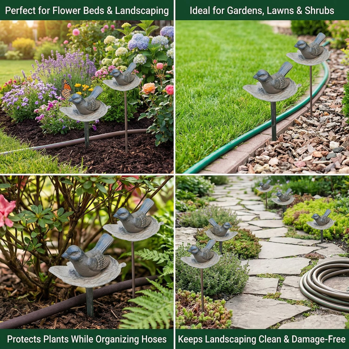 Carvers Olde Iron bird-design garden accent doubles as hose guide