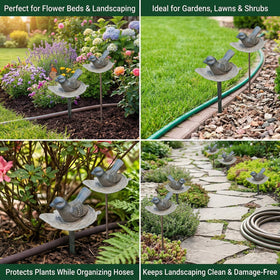 Carvers Olde Iron bird-design garden accent doubles as hose guide