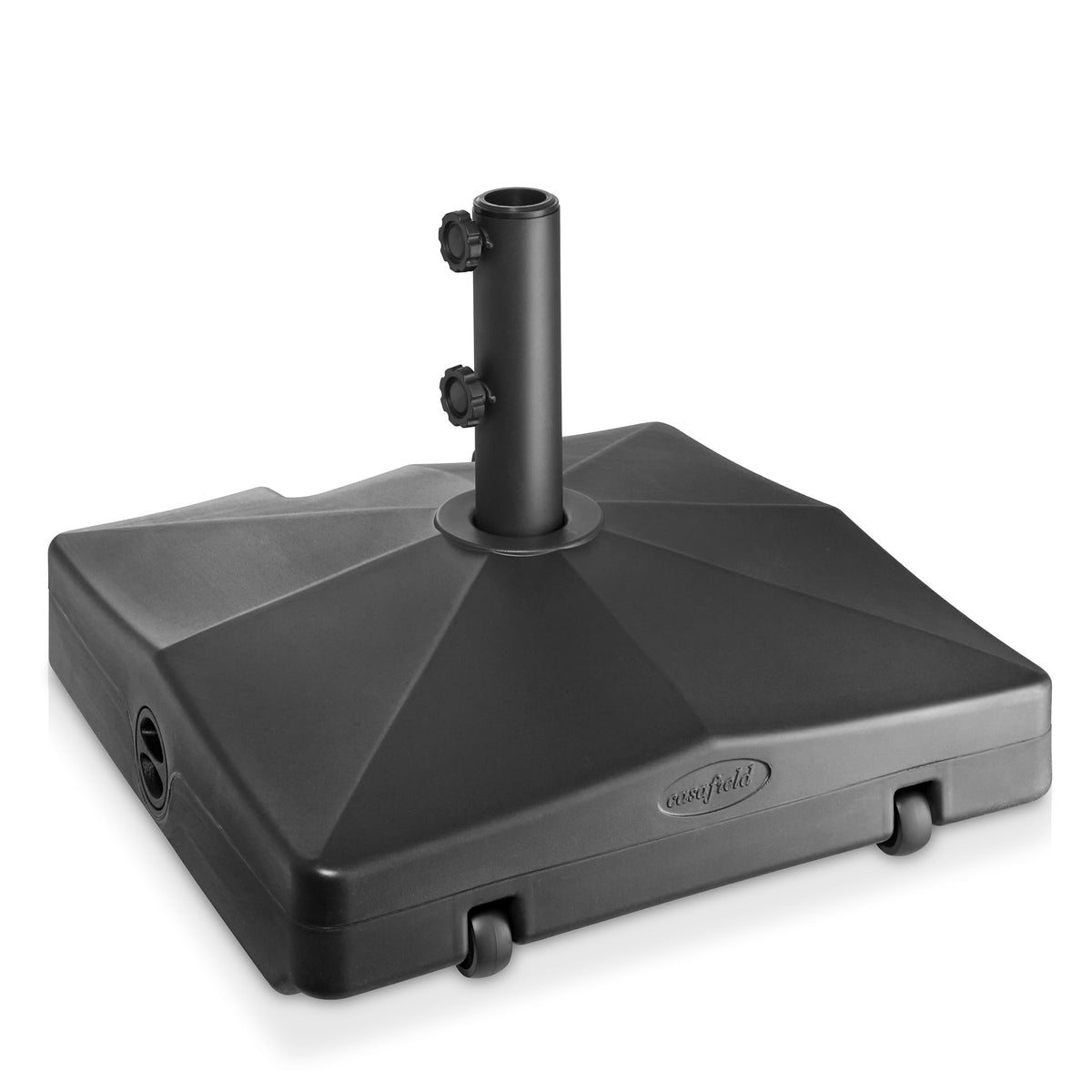 Casafield patio umbrella base 100-lb-filled demonstrates sturdy stability for windier days.