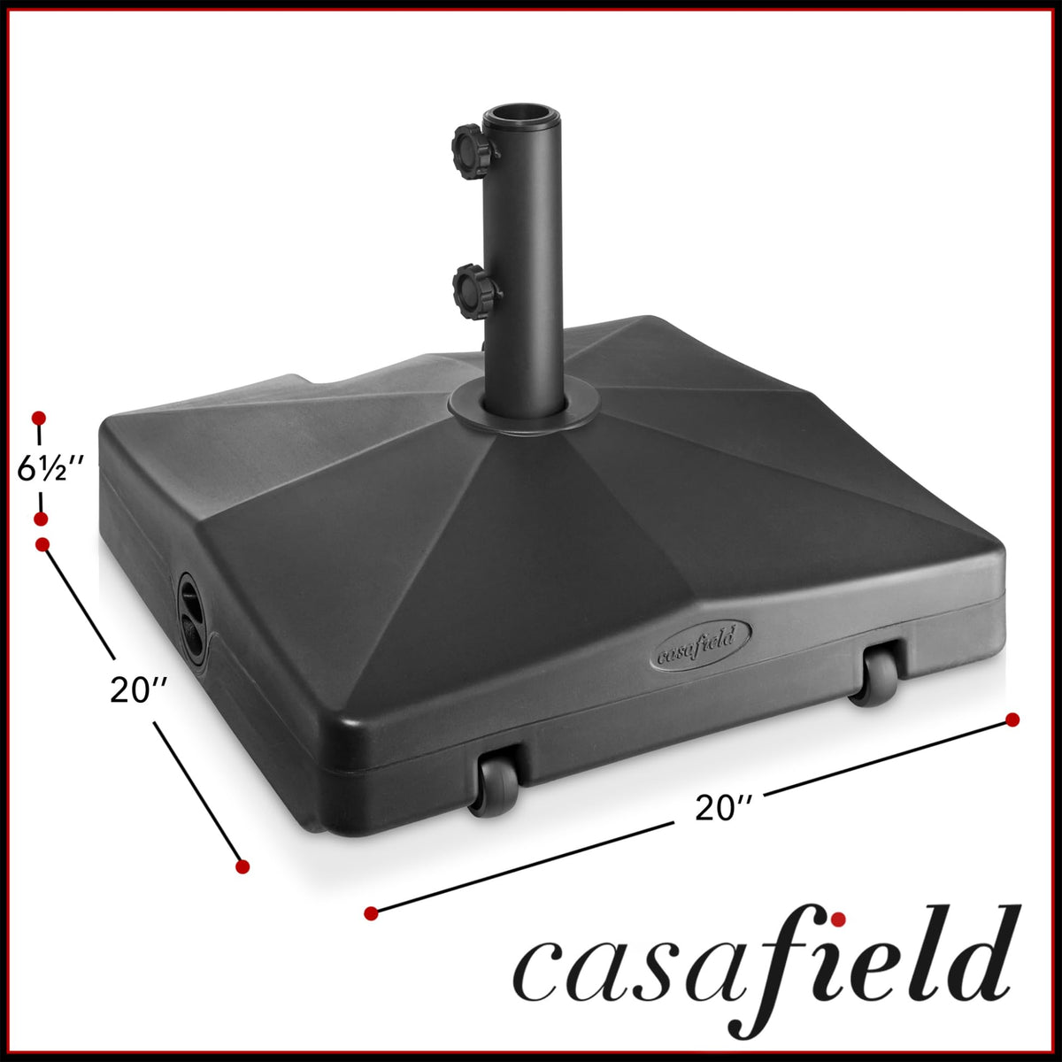 Casafield base-dimension-20x20x6-1-2-in offers 20x20 footprint for balanced setups.