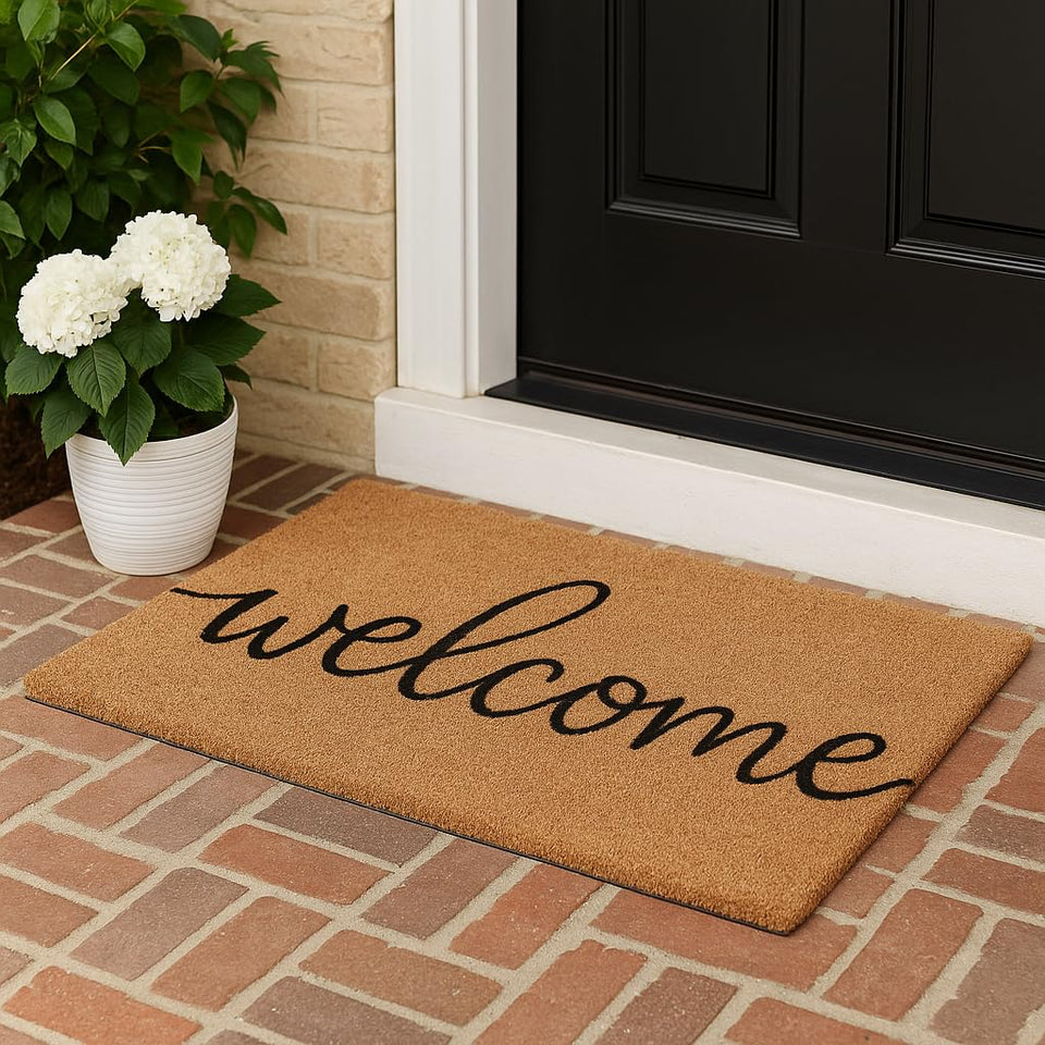 Casafoyer 30x17 door mat with coir fibers scrapes dirt at entry