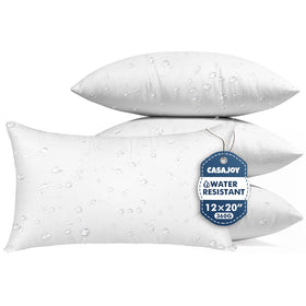 CASAJOY pack of four 12x20 outdoor pillow inserts for patios with water resistance.