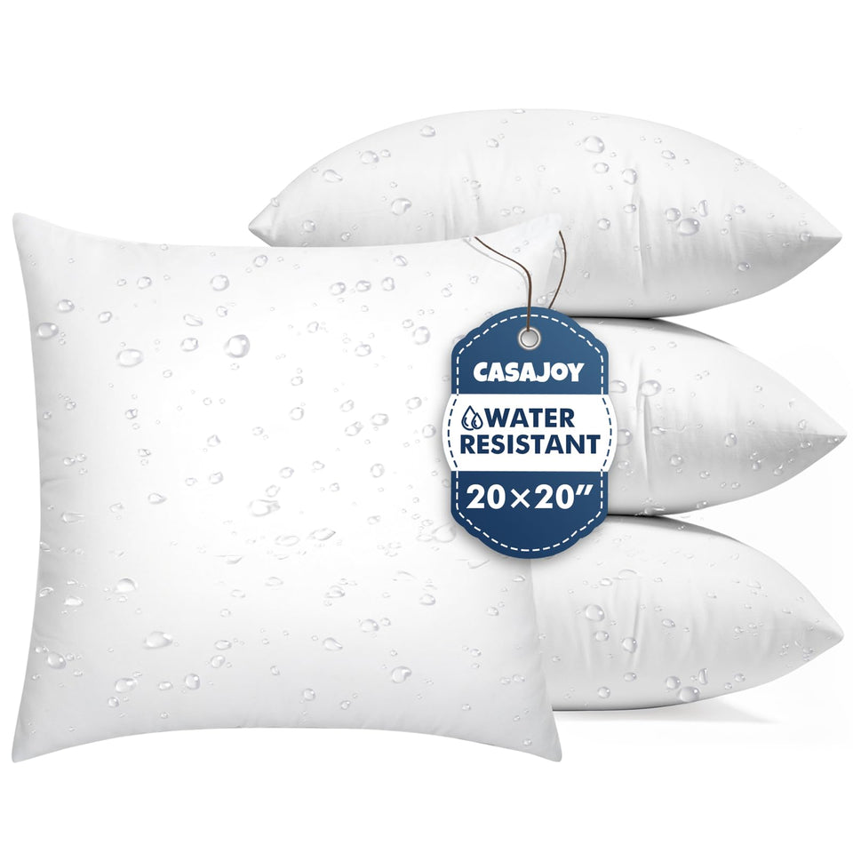 CASAJOY Pack Four 20x20 Outdoor Pillow Inserts offer durable cushions for outdoor seating.