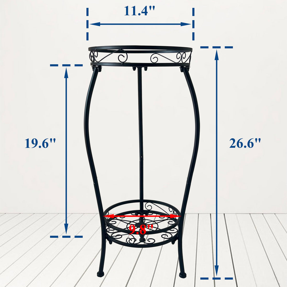 CASIMR 2-tier plant stand assembly view showing easy setup and sturdy base.