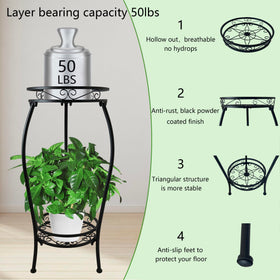 Casimr 2Pack plant stand bottom round frame supports mid-level plant display.