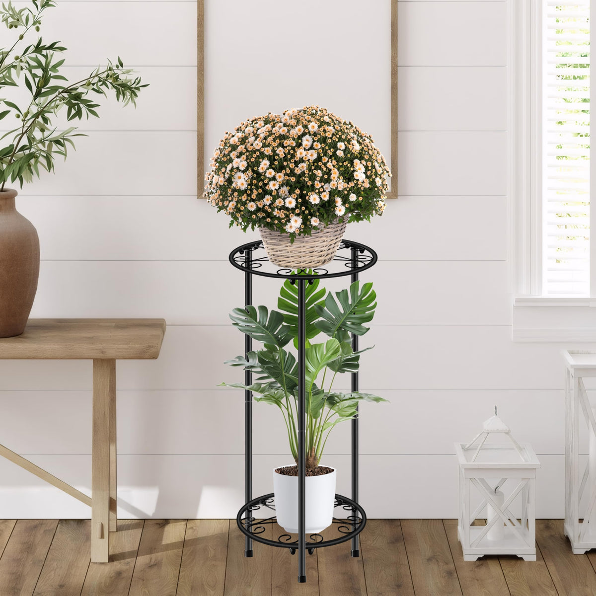 Casimr plant stand rustproof black finish resists humidity while remaining sleek