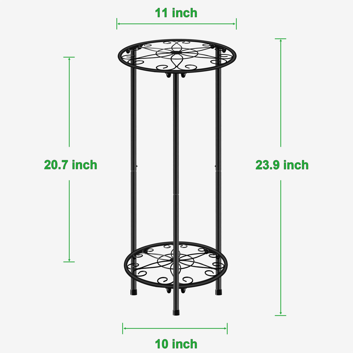 Casimr plant stand with plastic feet protects floors and minimizes scratches