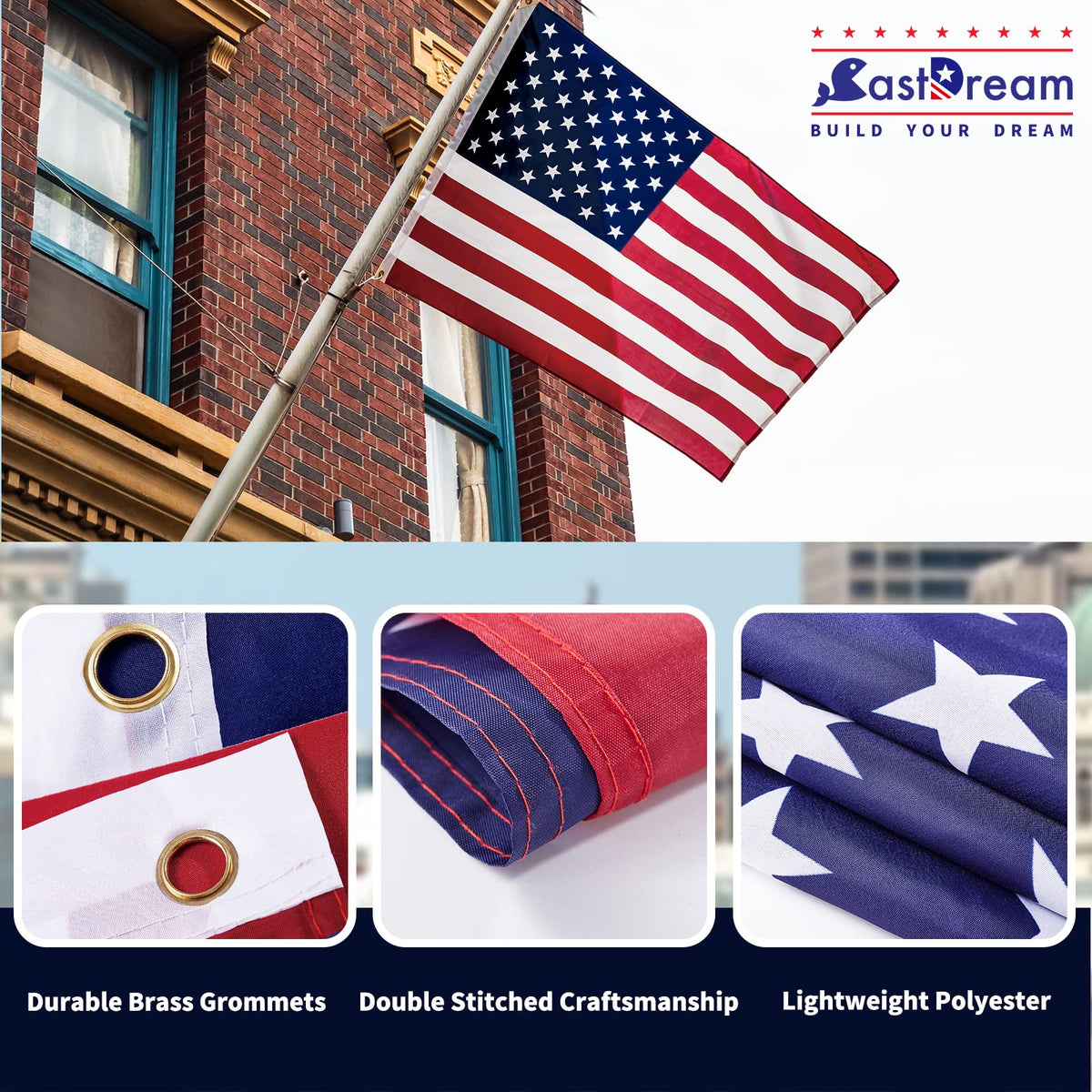 CASTDREAM flag 4x6 with brass grommets for secure mounting