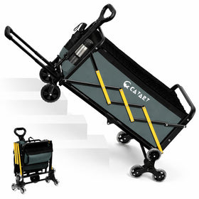CatArt folding cart with triangular wheels improves stair stability for groceries and errands.