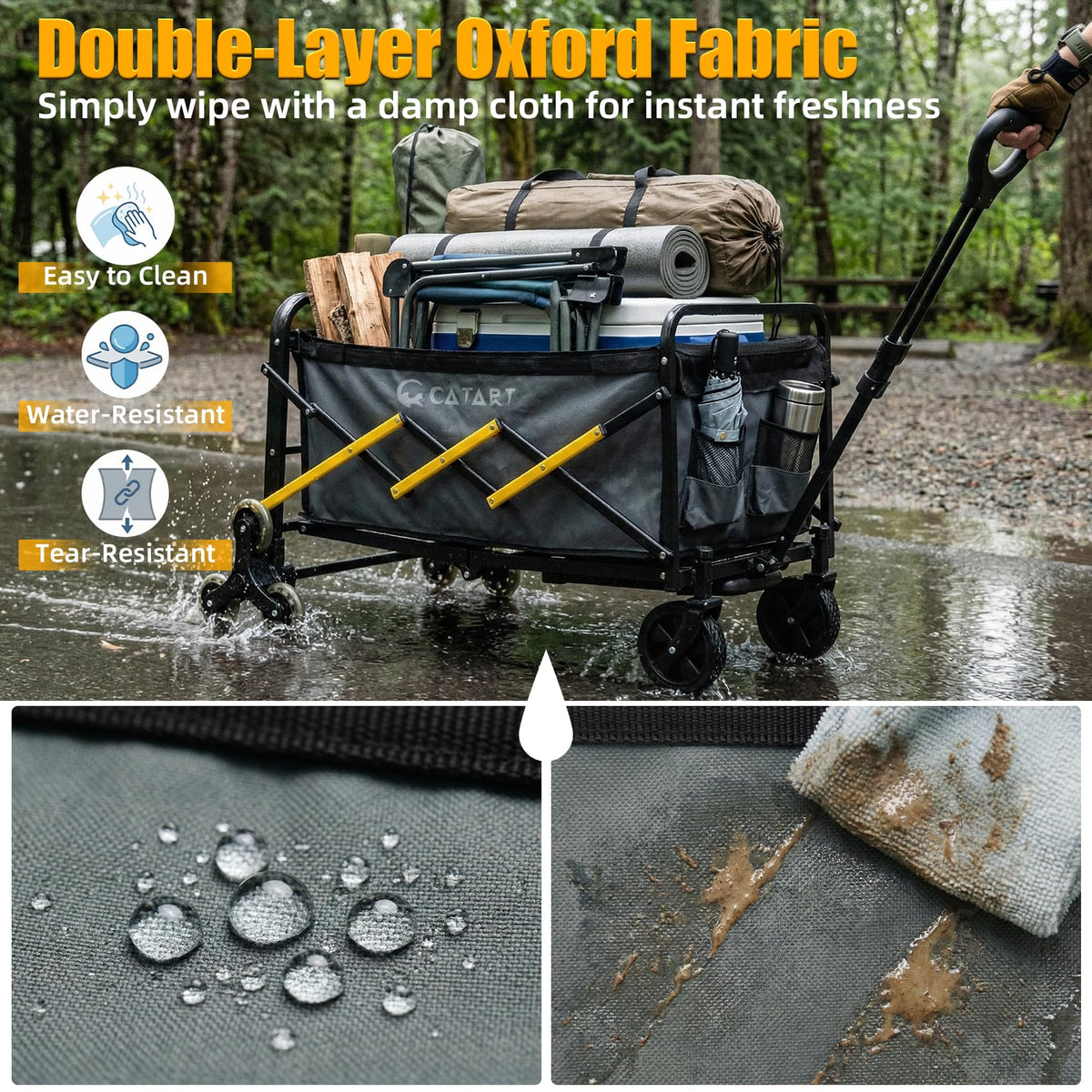 CatArt lightweight aluminum handle provides comfortable grip during transport.