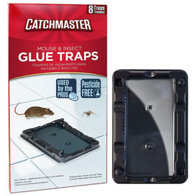 Catchmaster 16 ready-to-use glue trap captures mice and insects.