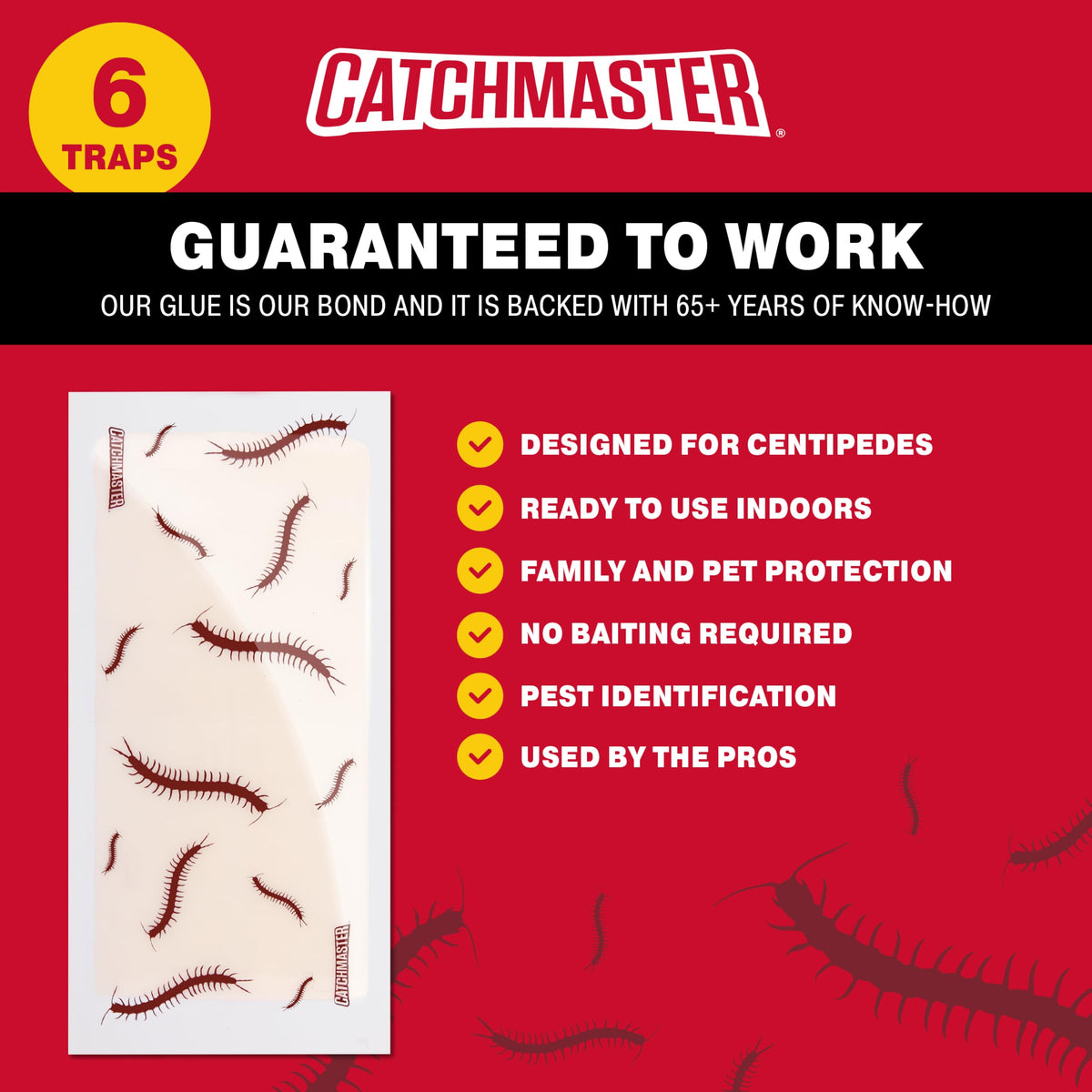 Catchmaster Centipede XL glue board in use along a corner.