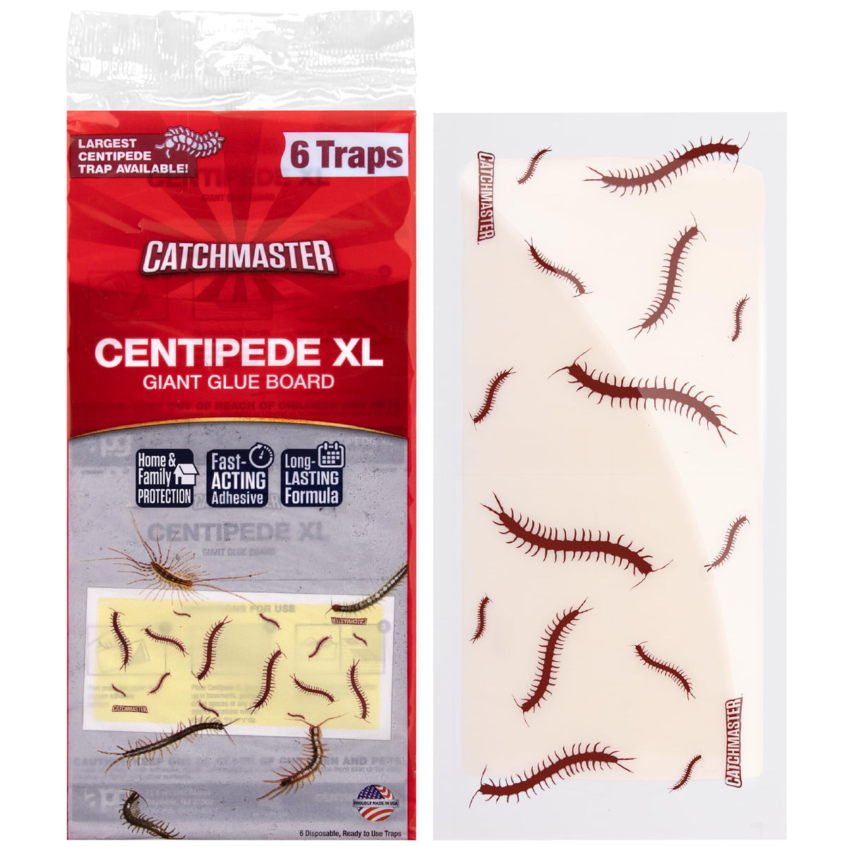 Catchmaster Centipede XL glue board packaging ready for immediate pest control.