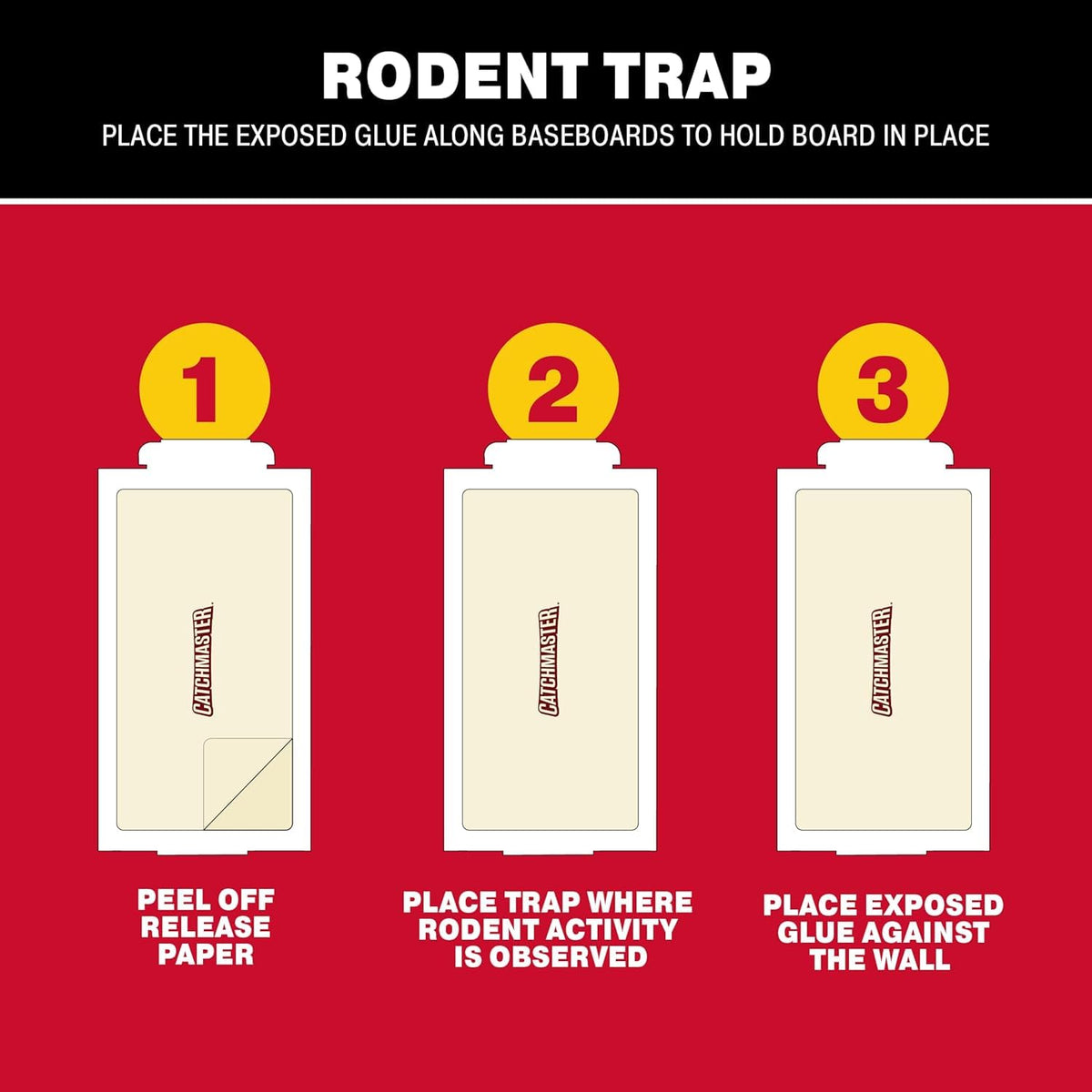 Catchmaster compact sticky-traps used indoors in garages and basements for discreet control.