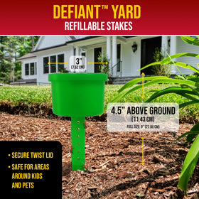 Catchmaster Defiant XL green lid blends with yards while hiding stations.