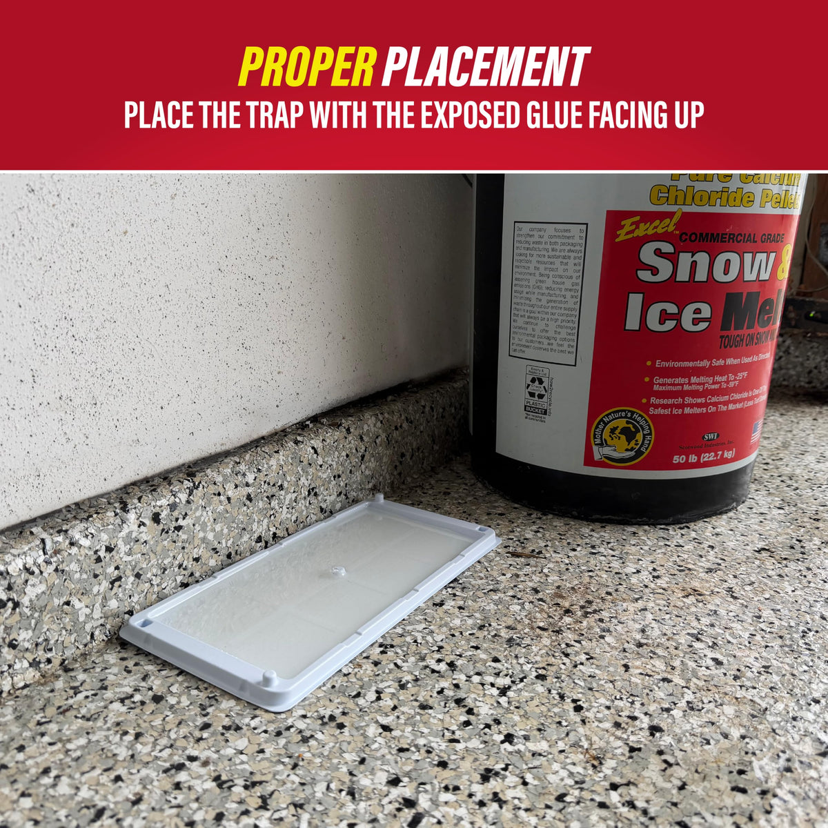 Catchmaster glue traps positioned under a shelf for discreet placement.