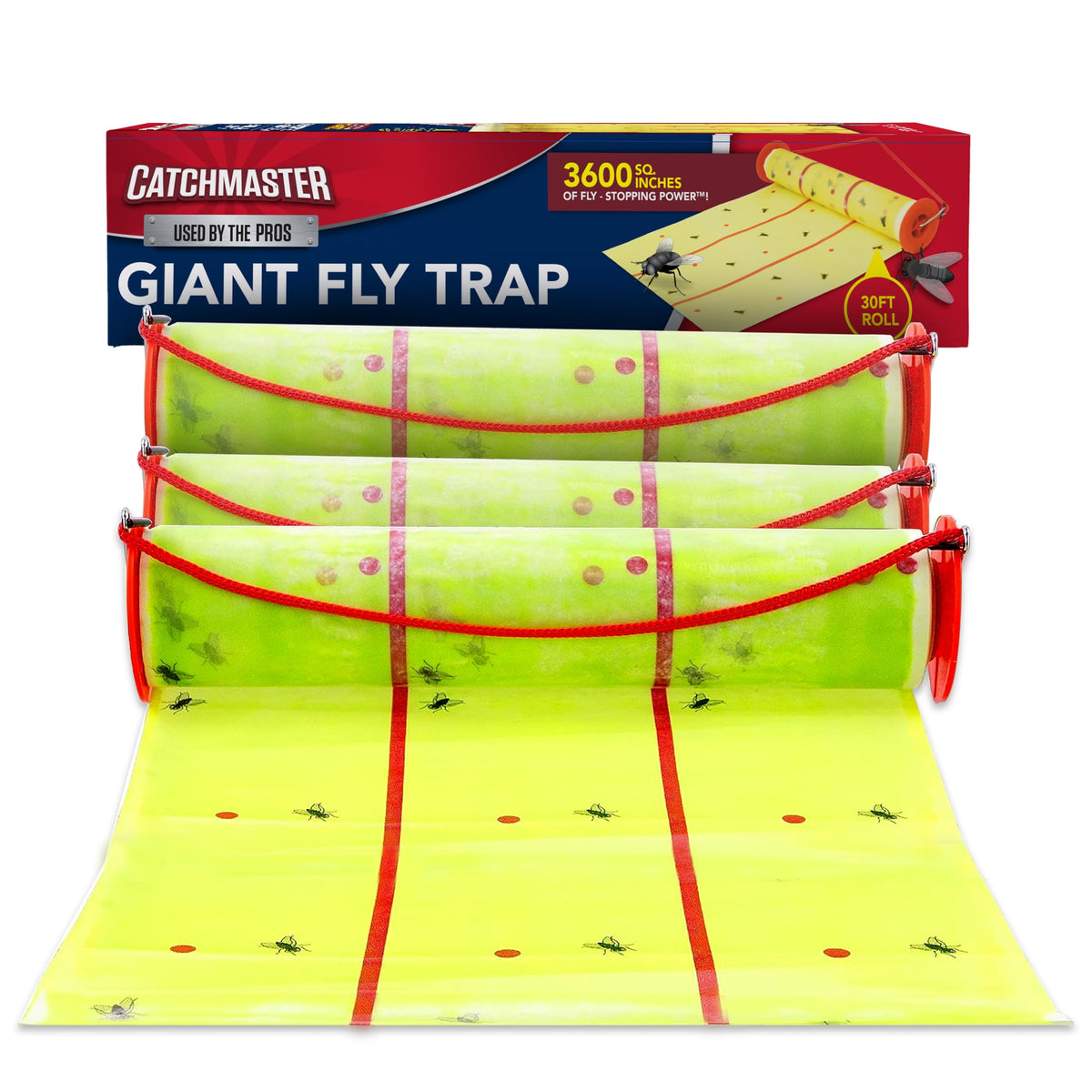 Catchmaster giant fly glue trap roll provides wide-area coverage for garages.