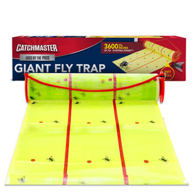 Catchmaster giant fly glue trap roll 30ft catching outdoor and indoor flies.