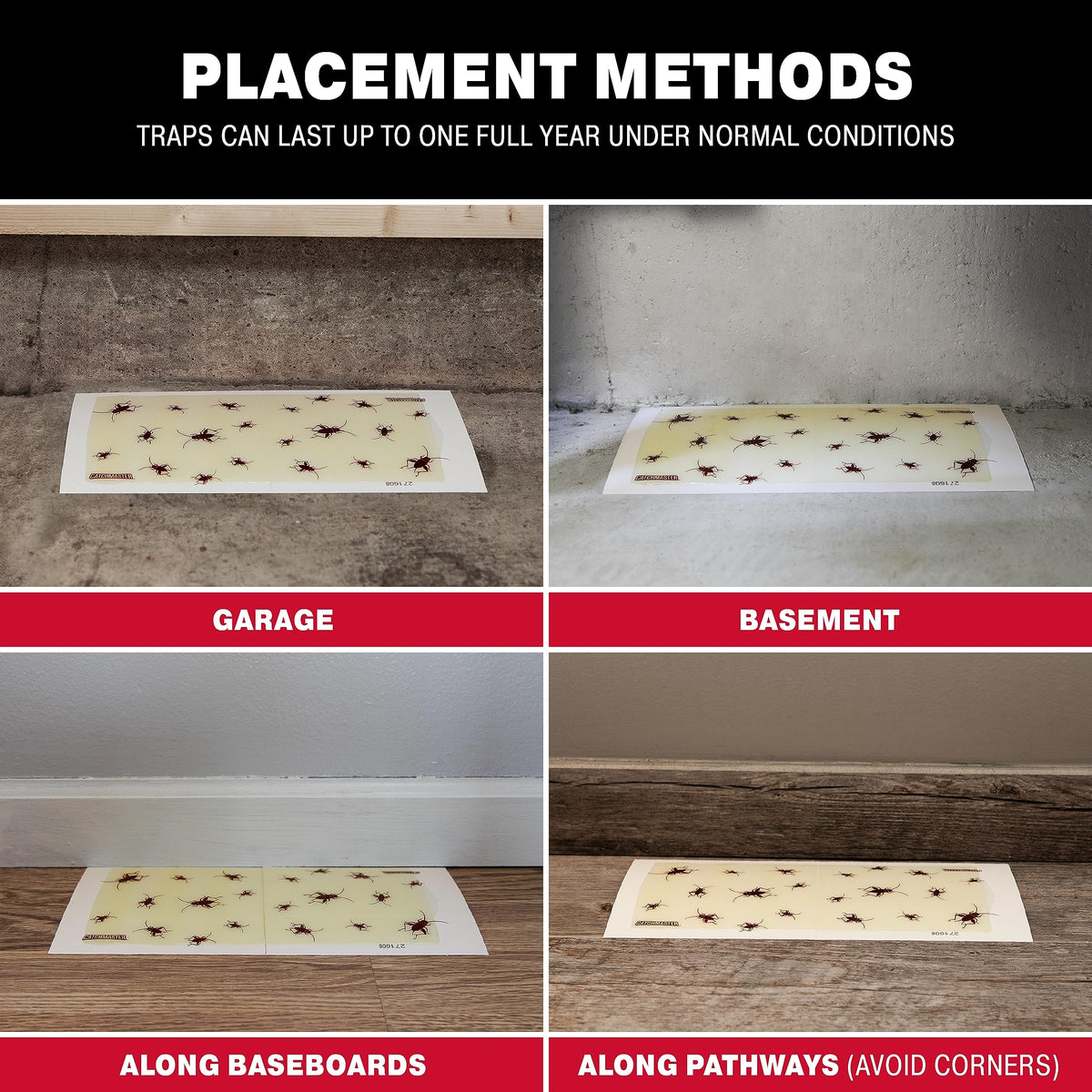 Catchmaster glue trap dual placement with perforated lines enables flexible setup