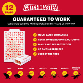 Catchmaster glue trap installed along wall to guide pests along pathways.