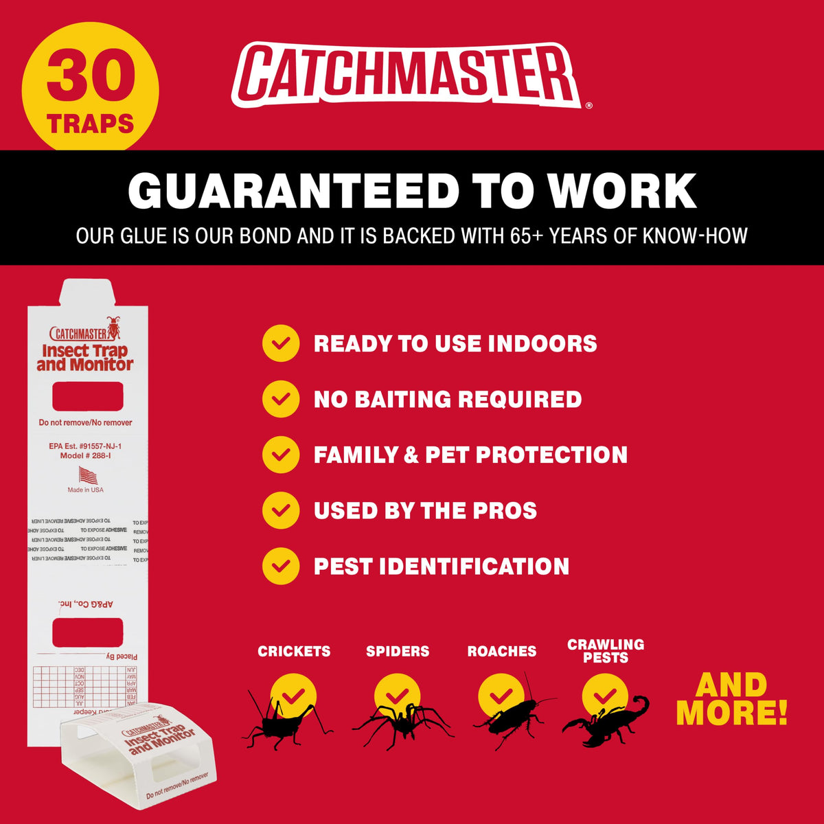 Catchmaster insect glue traps close-up showing sticky surface for quick capture