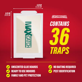 Catchmaster Max-Catch glue trap adhesive detail highlights a strong, sticky surface for fast pest capture.