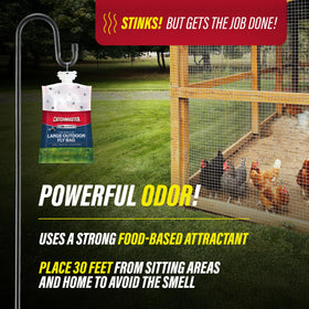 Premium food lure on Catchmaster Pro attracts flies from distance.
