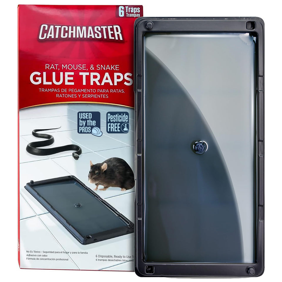Catchmaster six-pack glue traps ready for quick setup and discreet pest control.