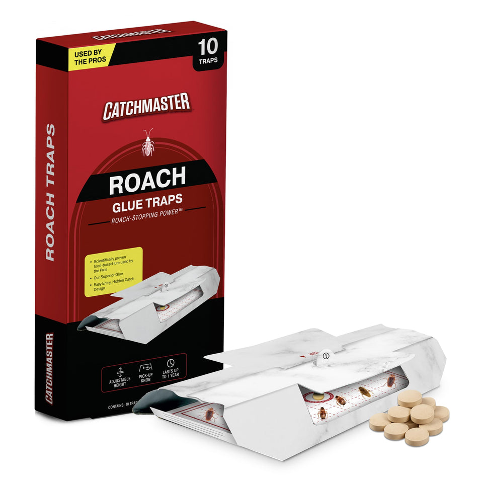 Catchmaster roach trap assembly demonstrates discreet design for hidden pest capture.