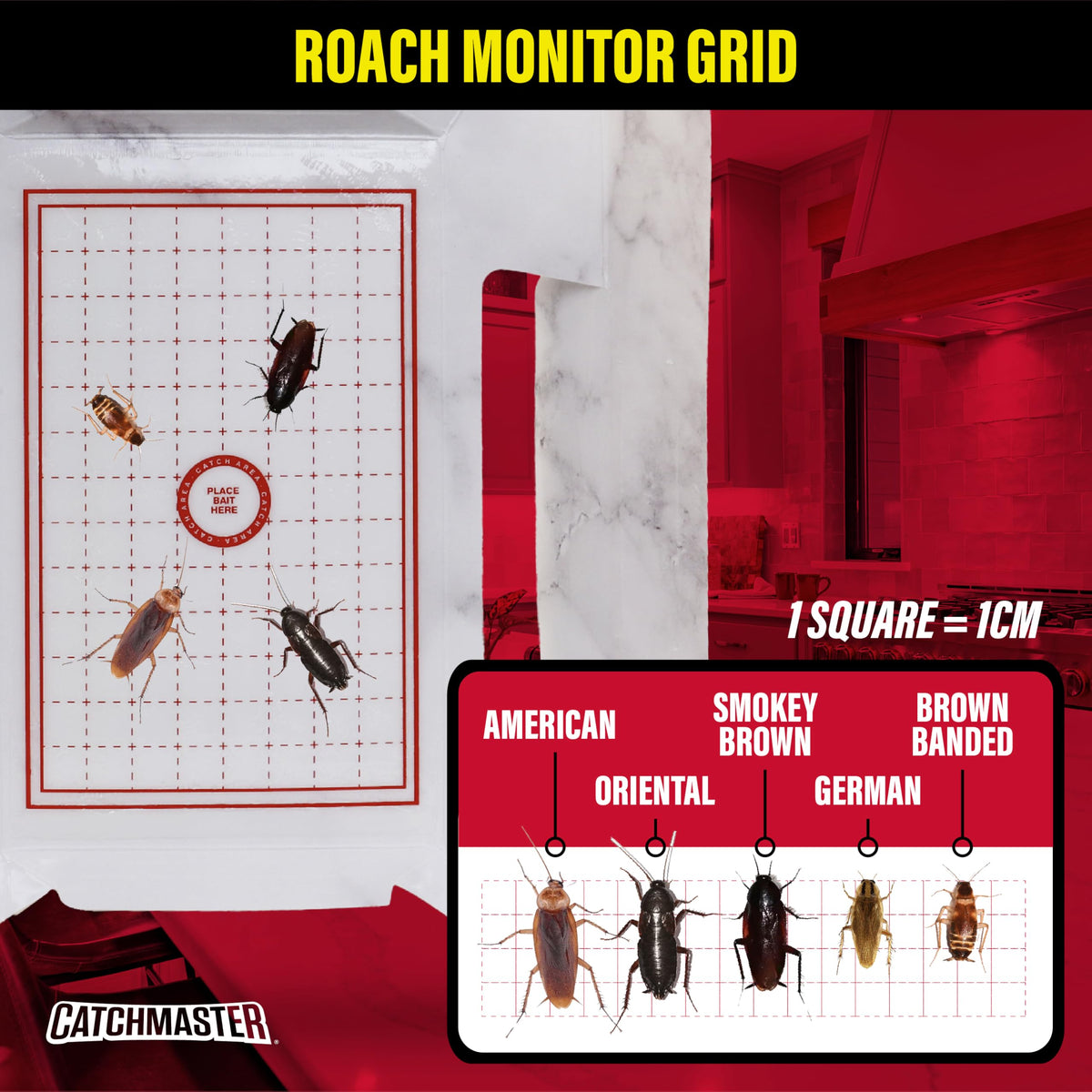 Catchmaster roach trap dust-protected construction resists debris for long indoor use.