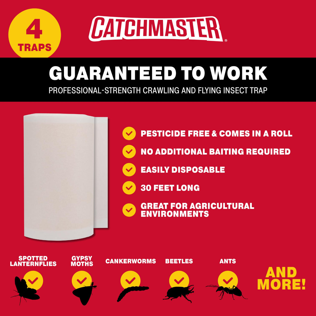 Catchmaster Tree Shield close-up shows sticky surface catching pests.